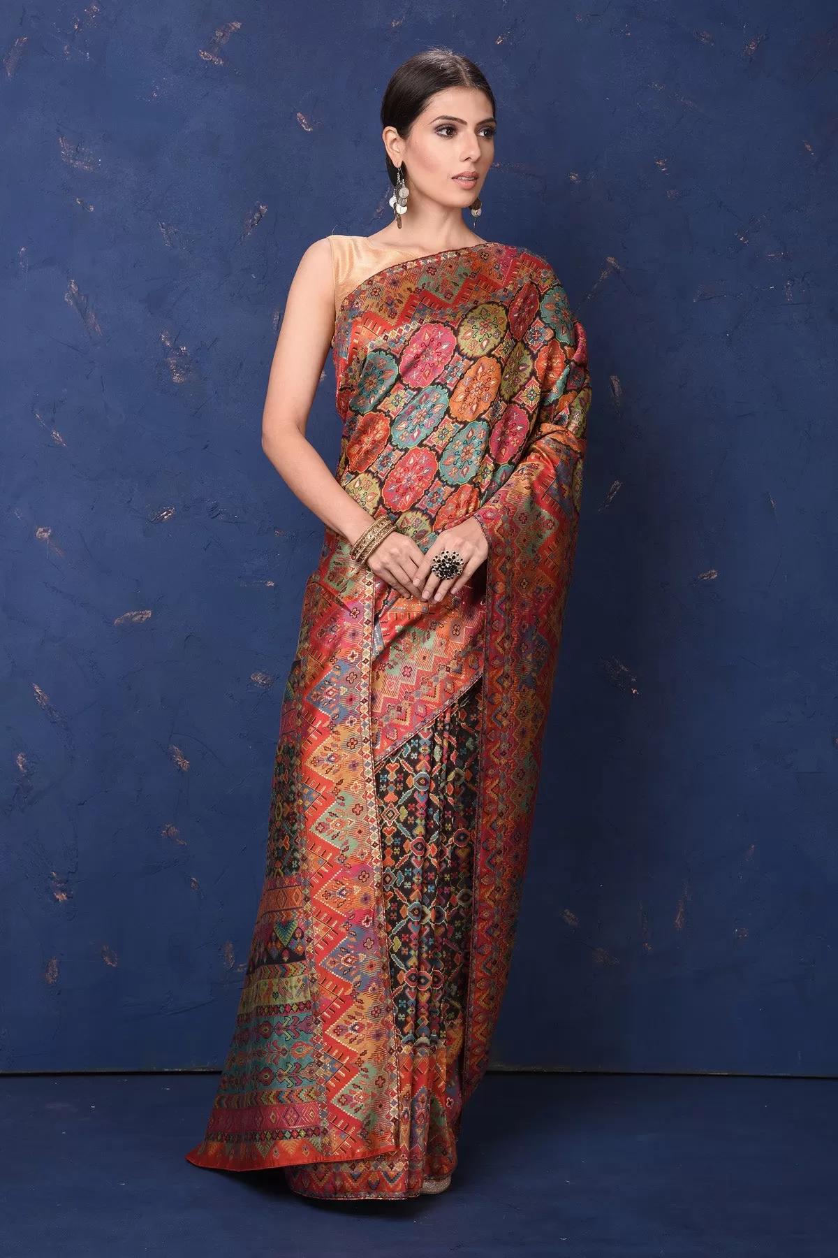 90L939-RO Multicolor Kani Weave Saree