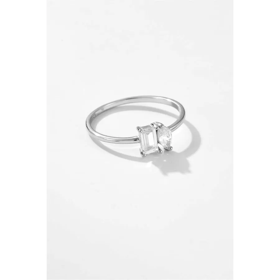 925 Sterling Silver Geometric Zircon Ring