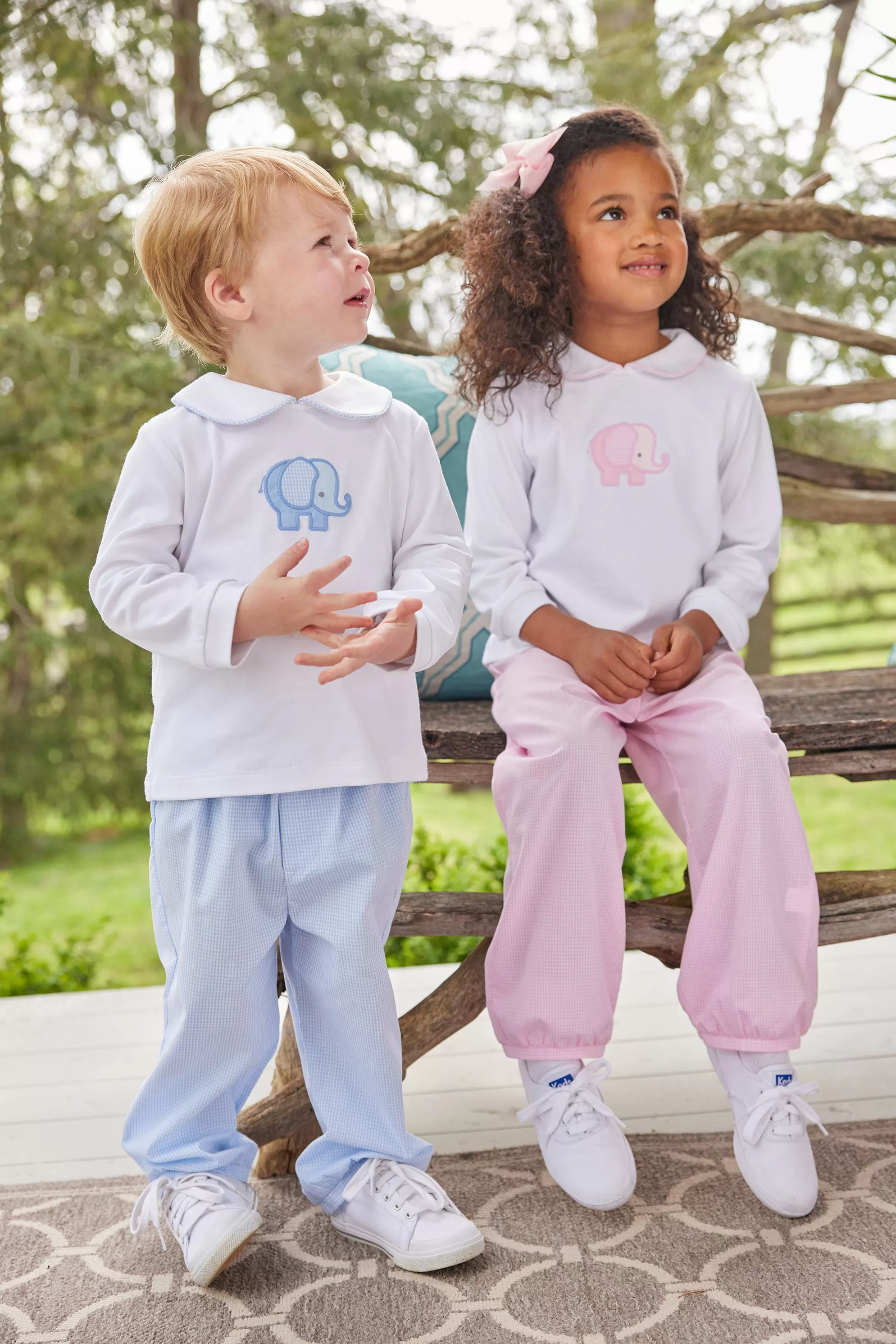 Applique Peter Pan Pant Set - Girl Elephant