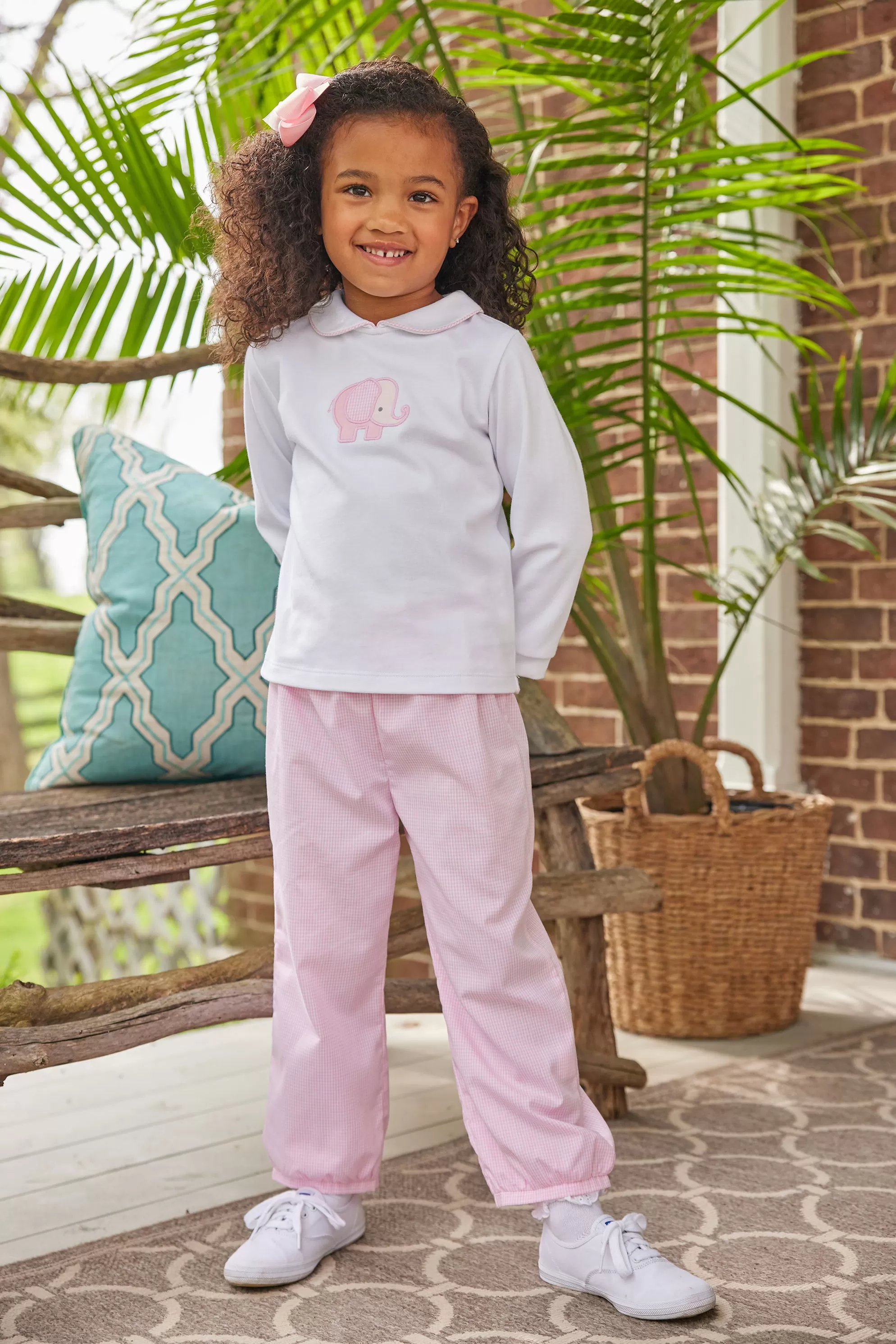 Applique Peter Pan Pant Set - Girl Elephant