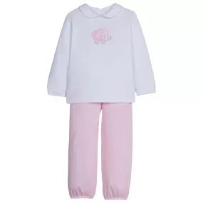 Applique Peter Pan Pant Set - Girl Elephant