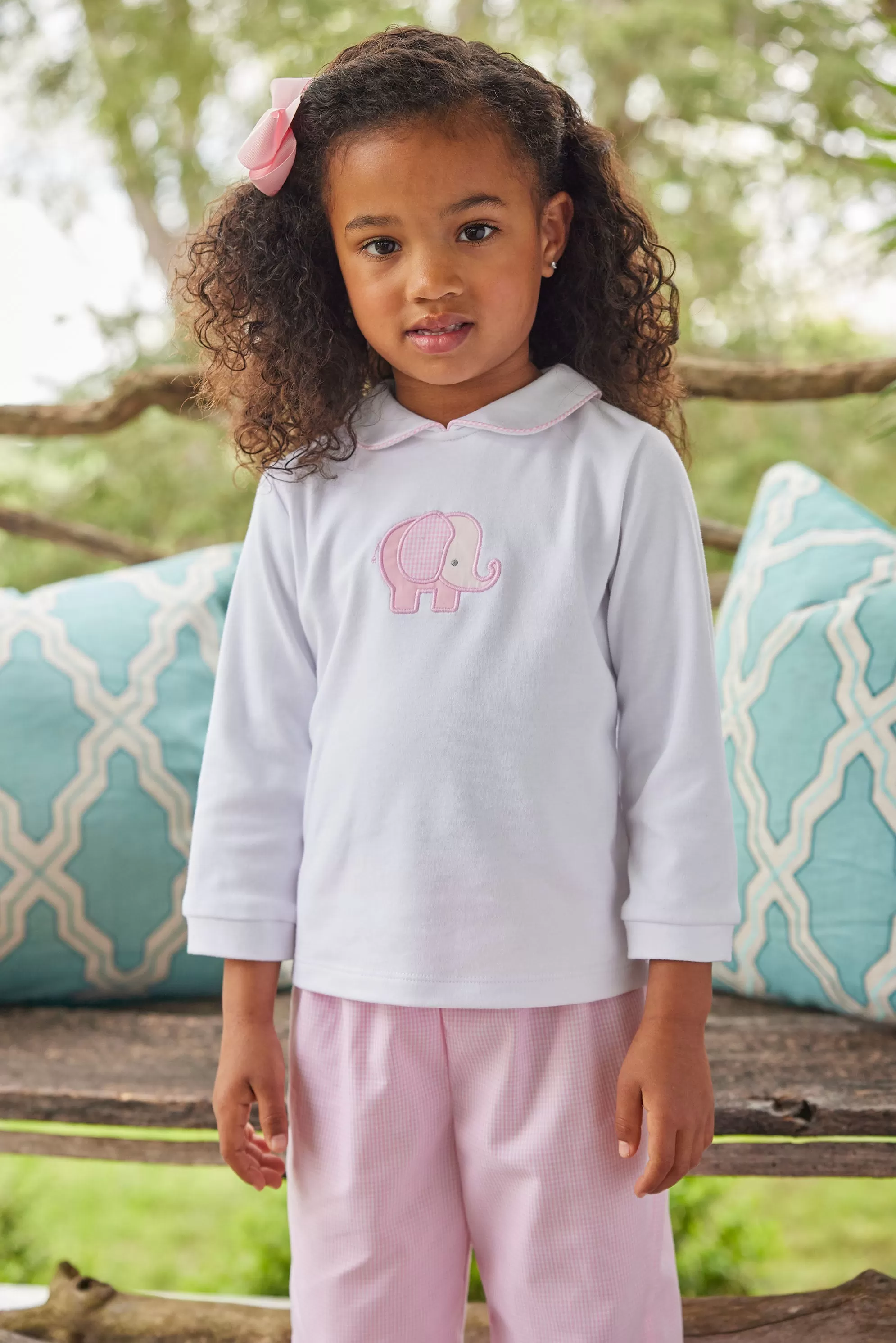 Applique Peter Pan Pant Set - Girl Elephant