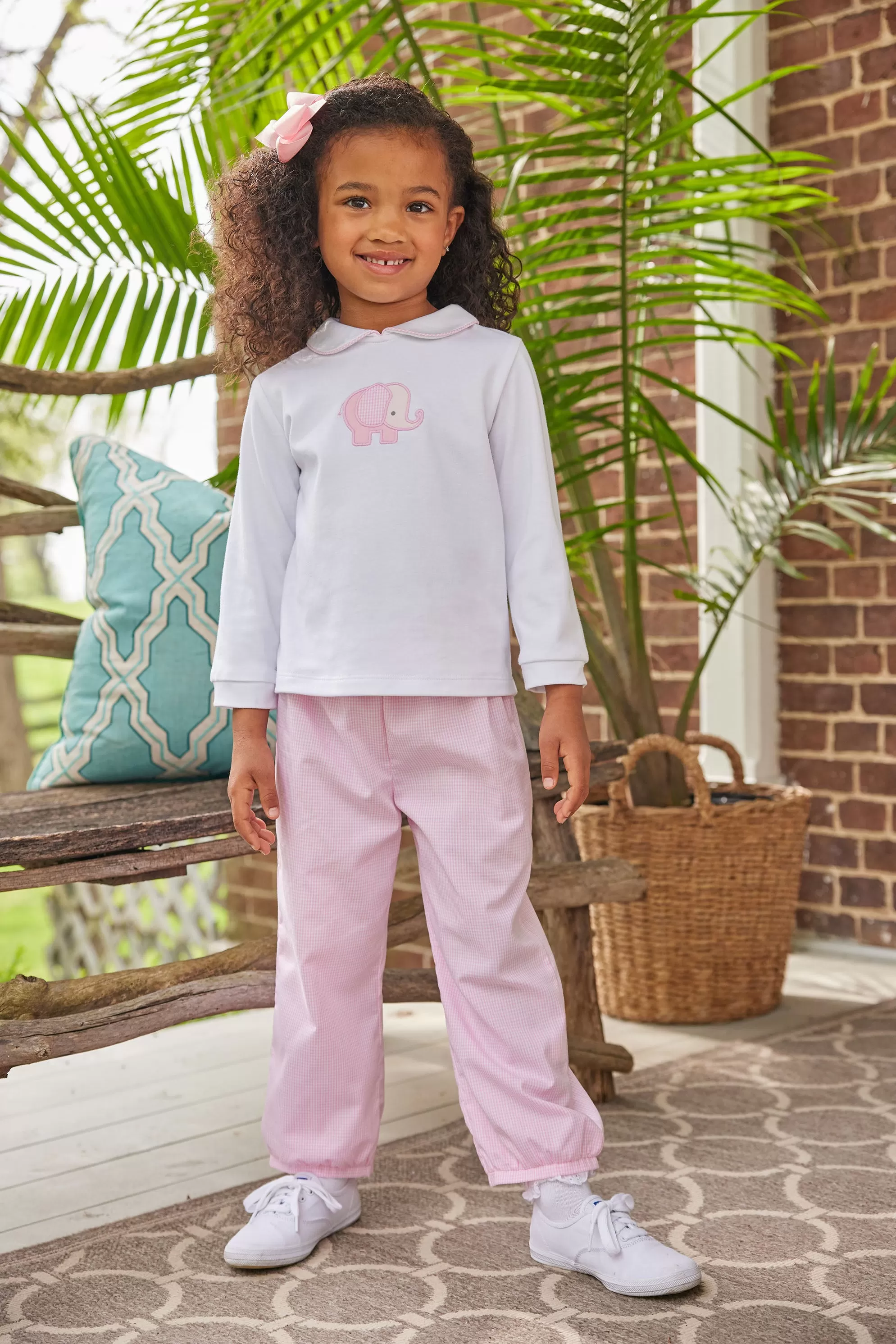 Applique Peter Pan Pant Set - Girl Elephant