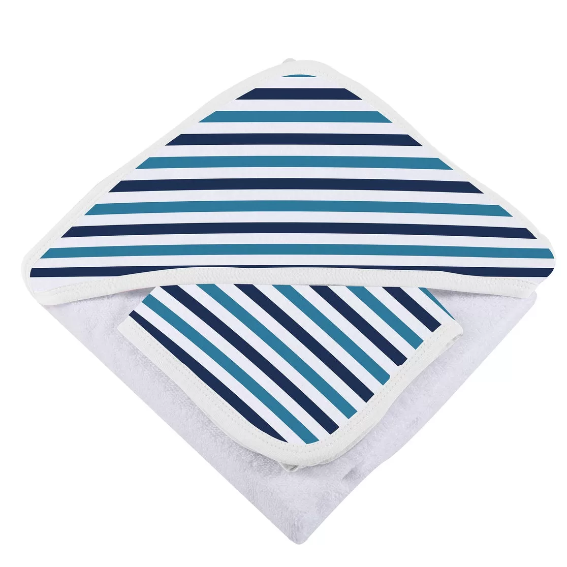 Baby Blue and White Stripe Hooded Towel