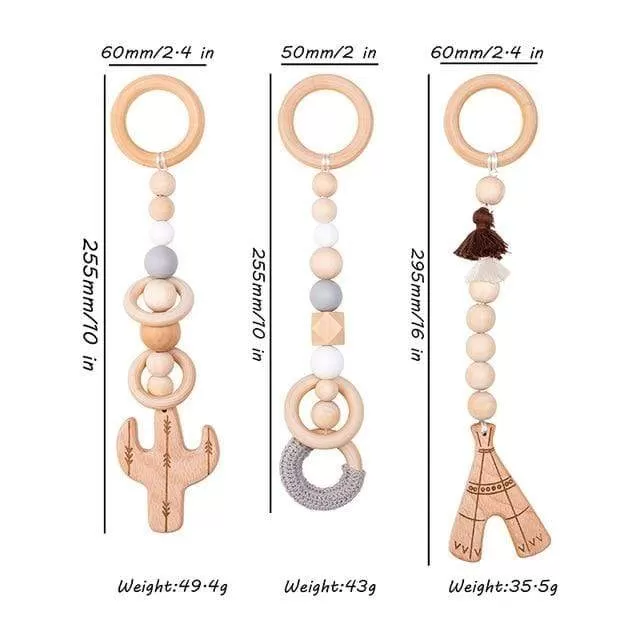 Baby Toys Wooden Play Gym Hanging Mobile Bed Holder Star Pendant Stroller Baby Toy Bell Wood Rattle Ring Newborn Educational Toy