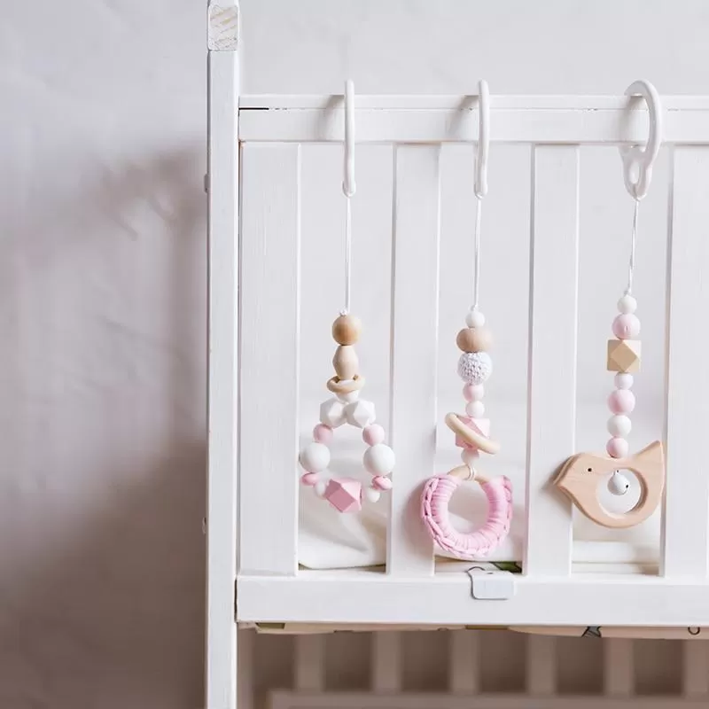 Baby Toys Wooden Play Gym Hanging Mobile Bed Holder Star Pendant Stroller Baby Toy Bell Wood Rattle Ring Newborn Educational Toy