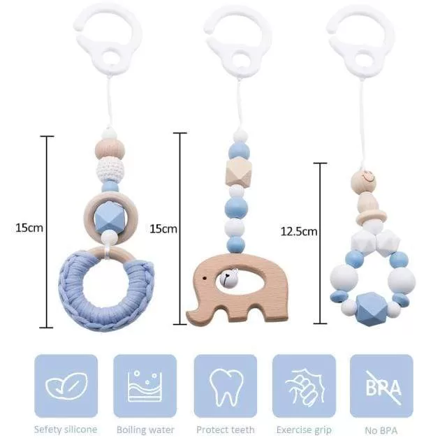 Baby Toys Wooden Play Gym Hanging Mobile Bed Holder Star Pendant Stroller Baby Toy Bell Wood Rattle Ring Newborn Educational Toy