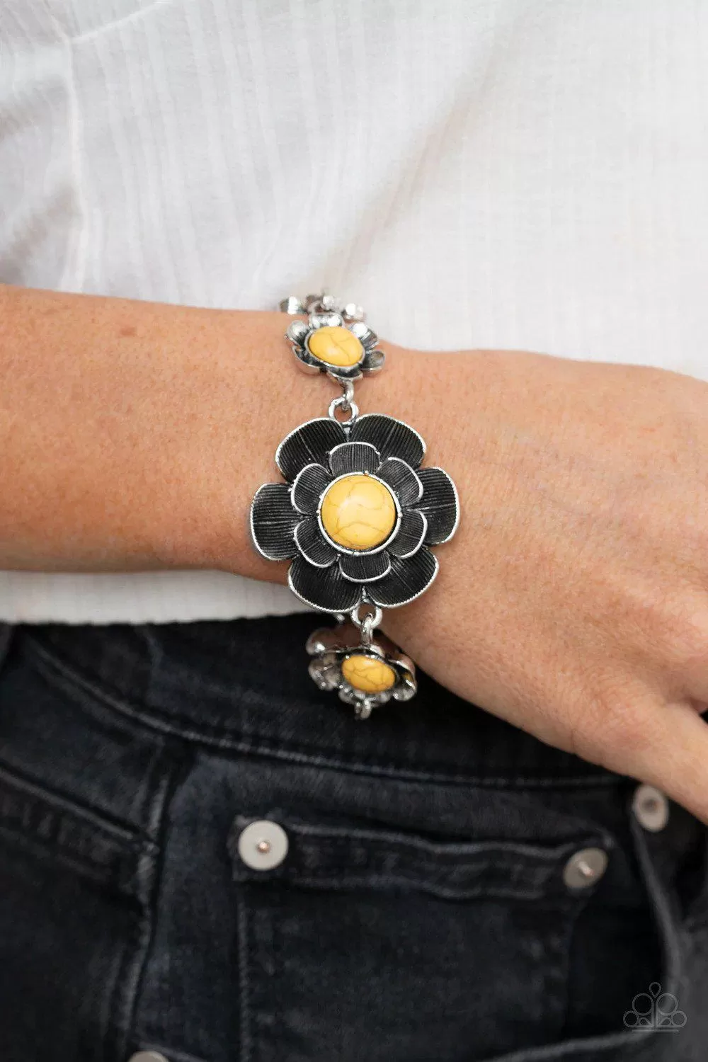 Badlands Blossom Yellow Bracelet - Paparazzi Accessories