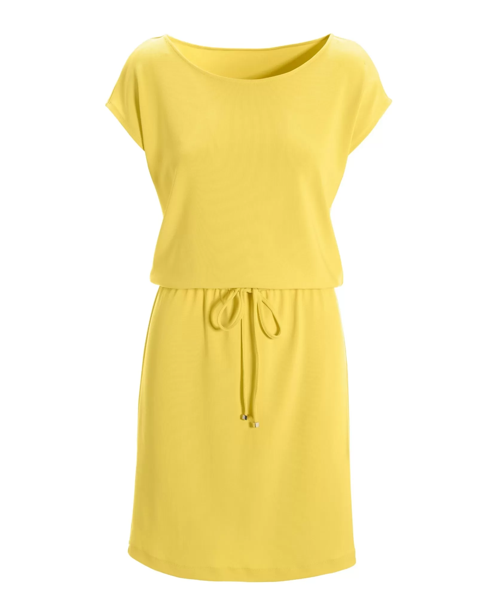 Beyond Travel Drawstring-Waist Short Dress Lemon Drop