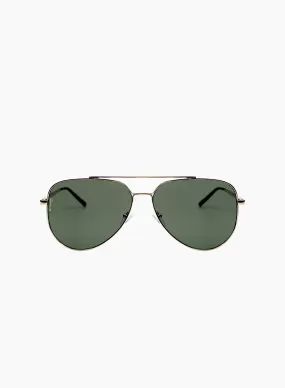 Billie Small Sunglasses, Gold/Green | Otra