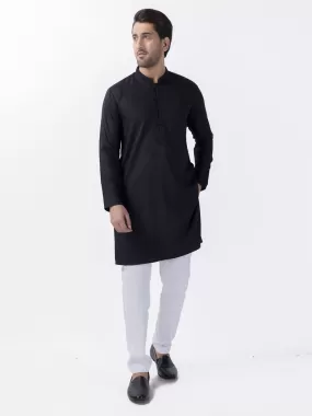 Black Blended Kurta - AL-K-1157C