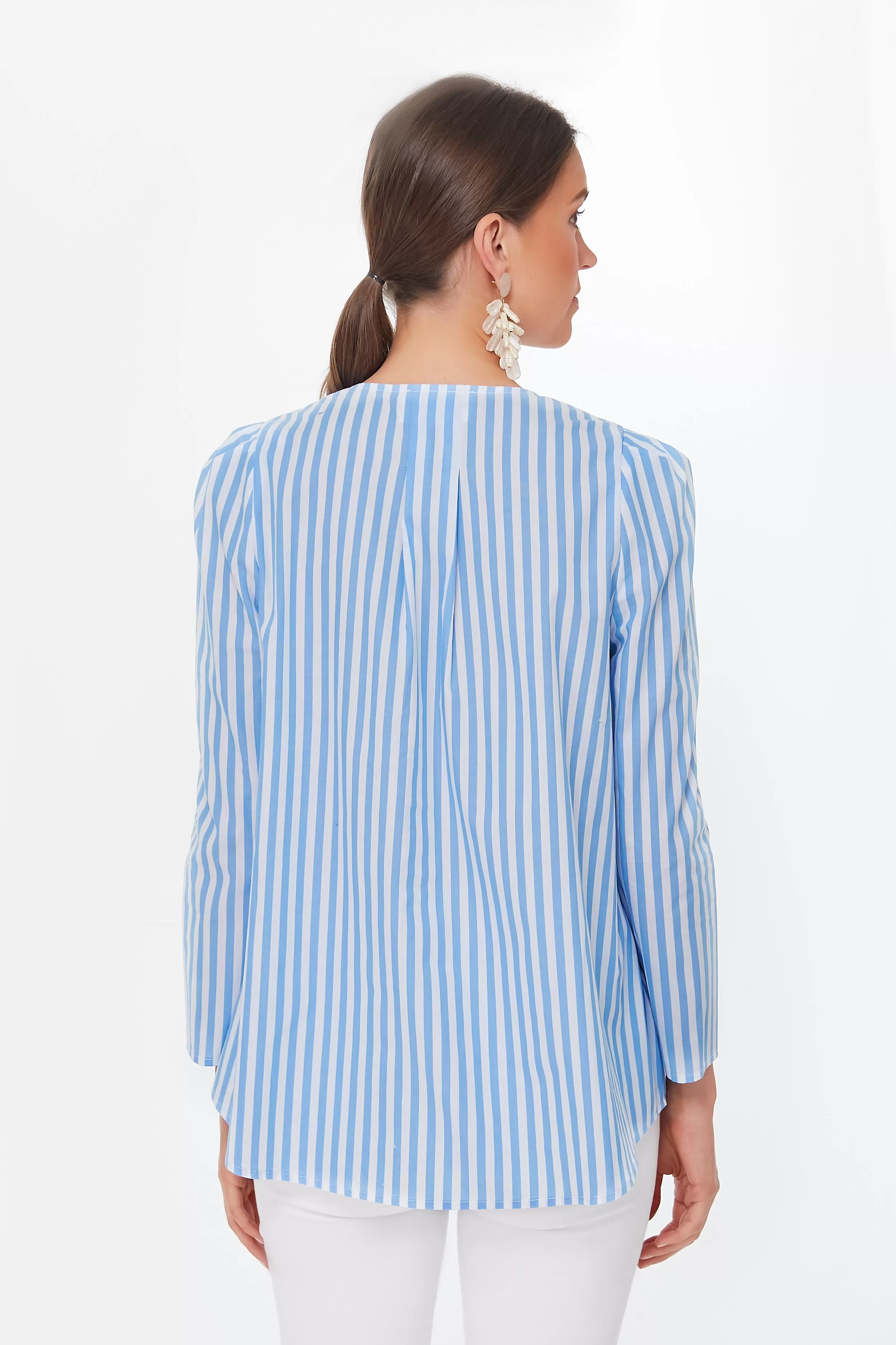 Blue Striped Bedford Top