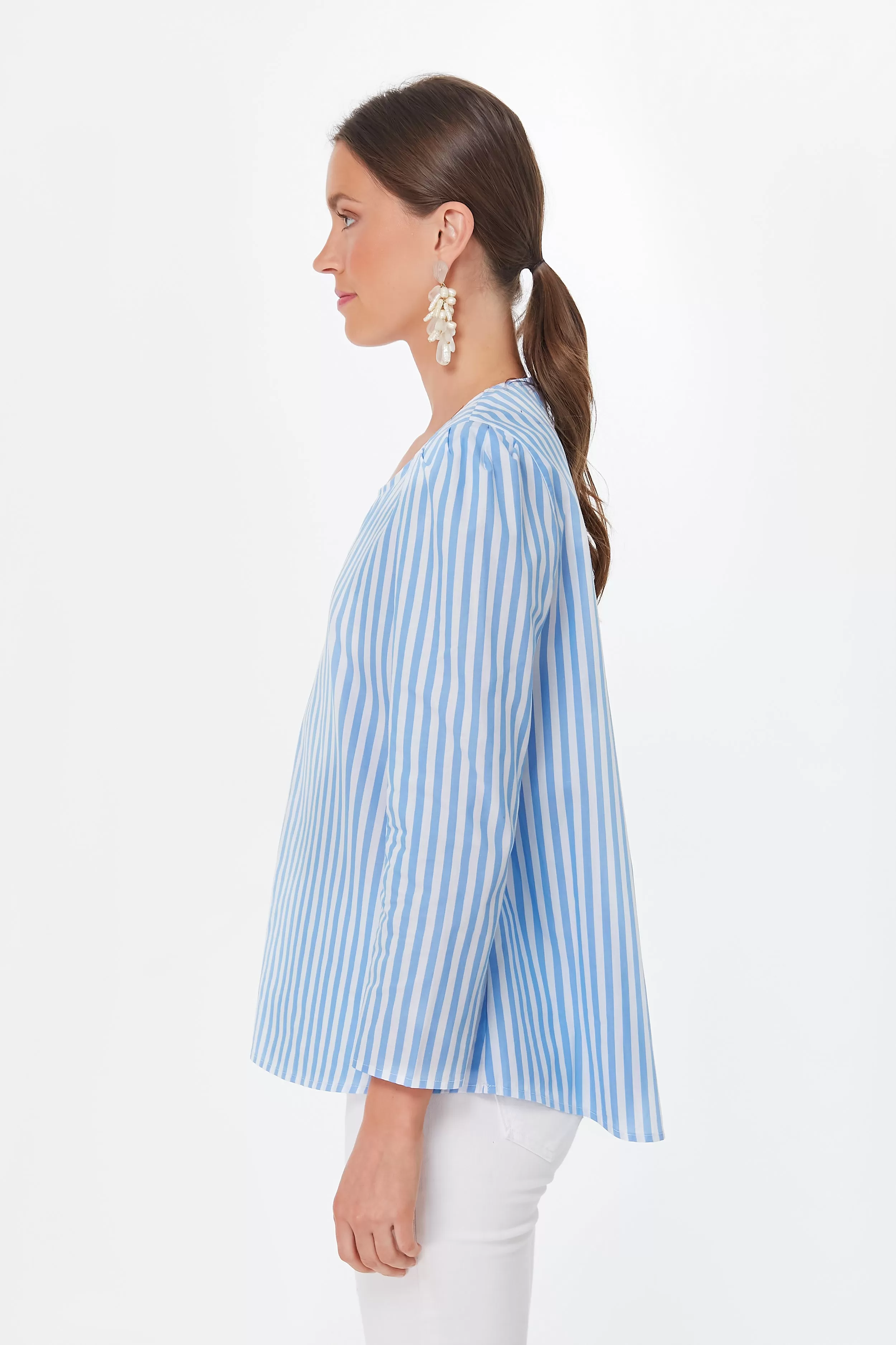 Blue Striped Bedford Top