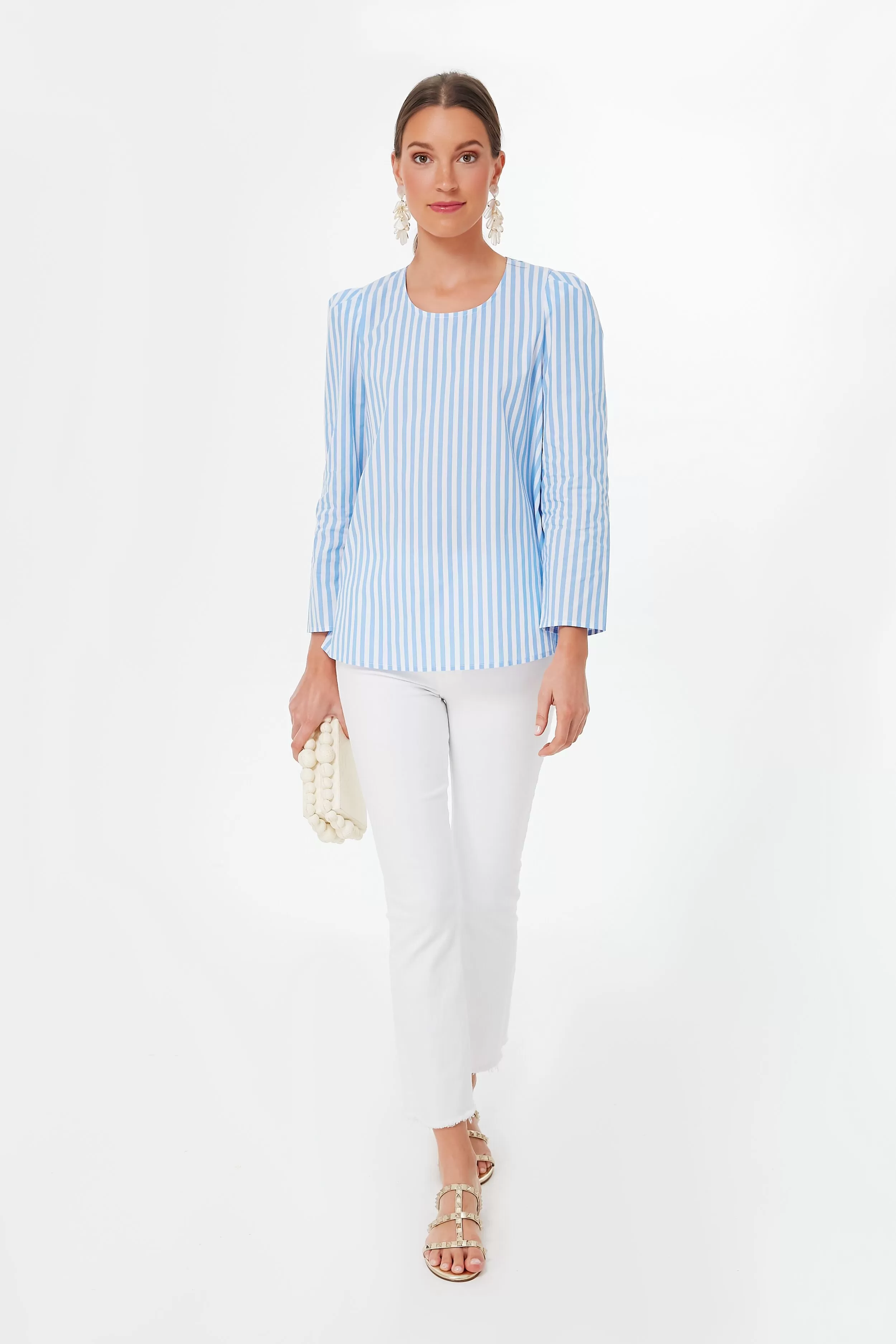 Blue Striped Bedford Top