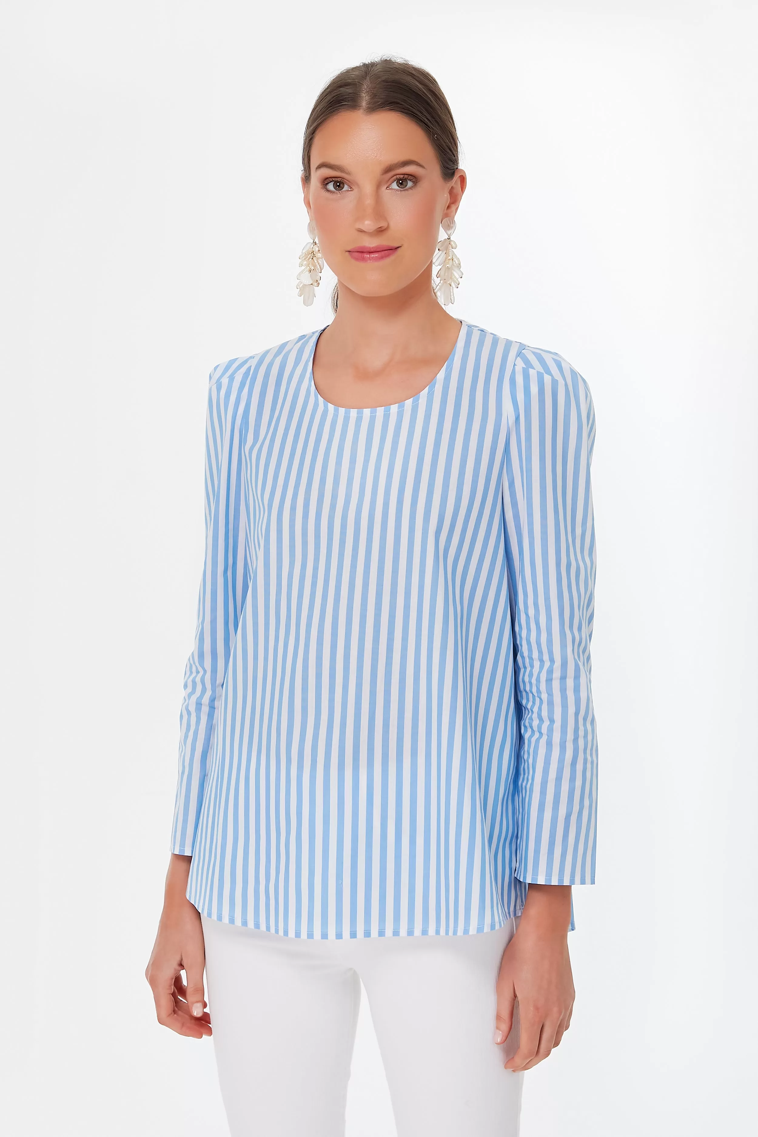 Blue Striped Bedford Top