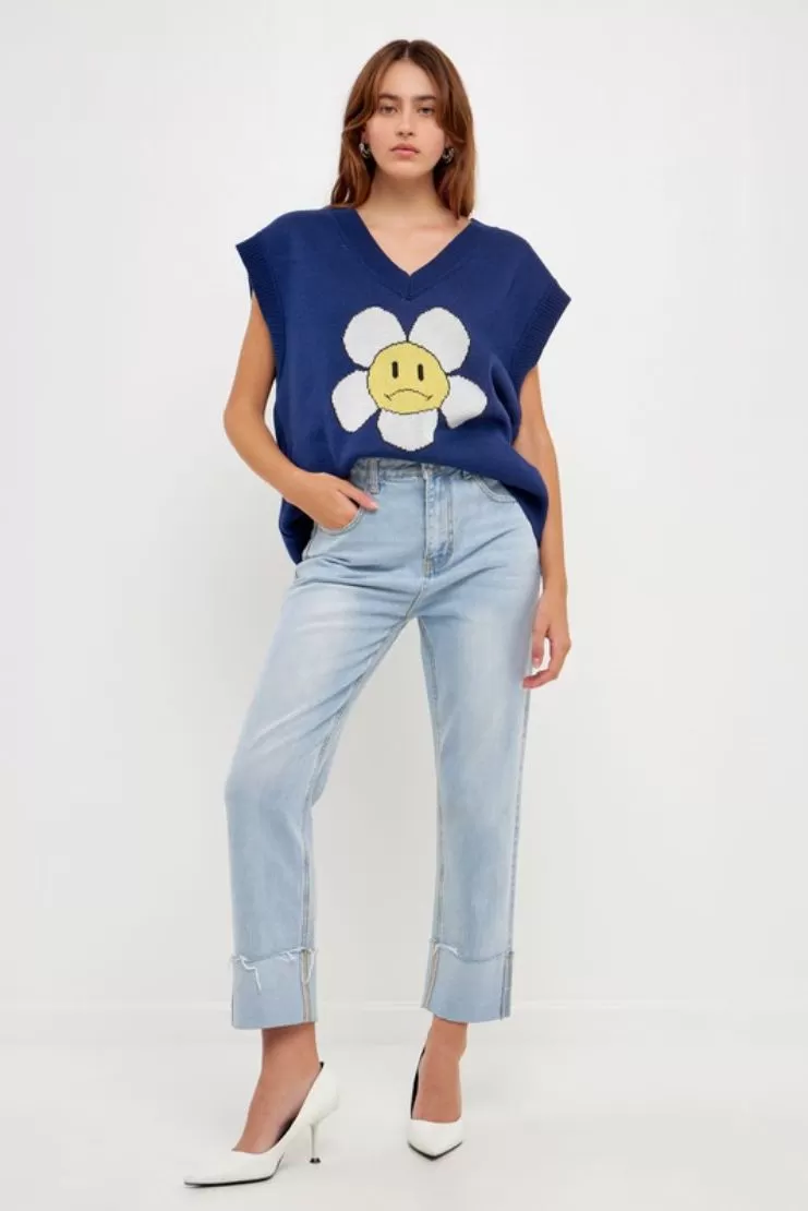 Cuffed Hem Regular Fit Jeans