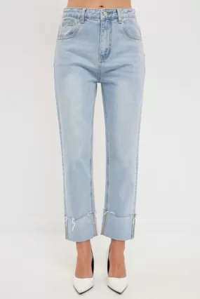 Cuffed Hem Regular Fit Jeans