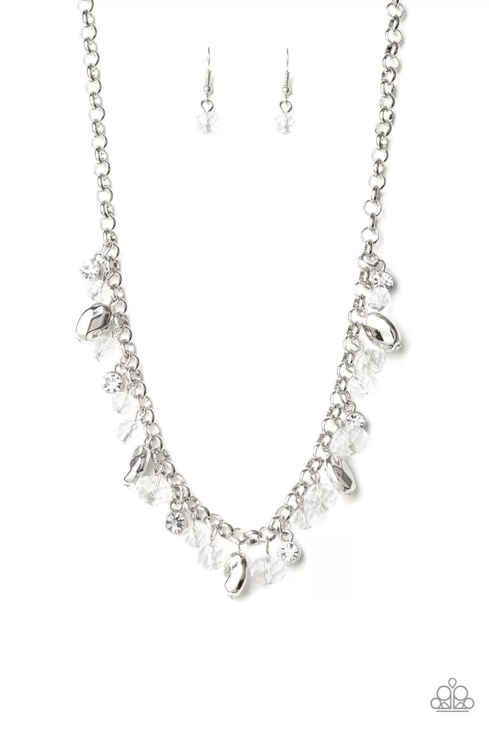 Downstage Dazzle White Necklace - Paparazzi Accessories