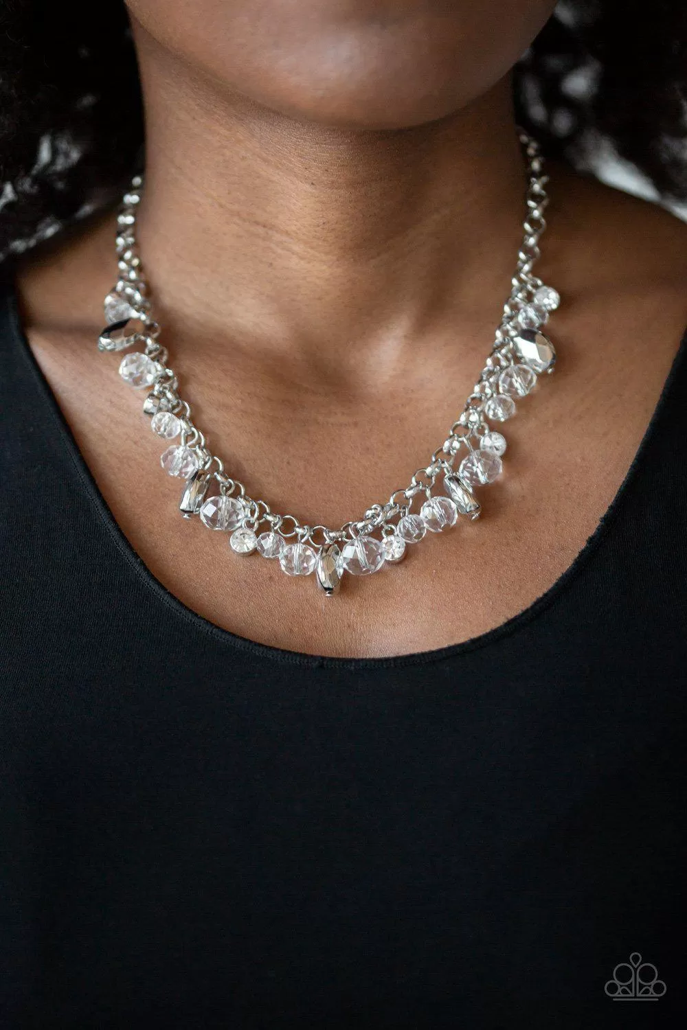 Downstage Dazzle White Necklace - Paparazzi Accessories