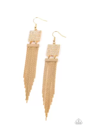 Dramatically Deco Gold Earrings - Paparazzi Accessories