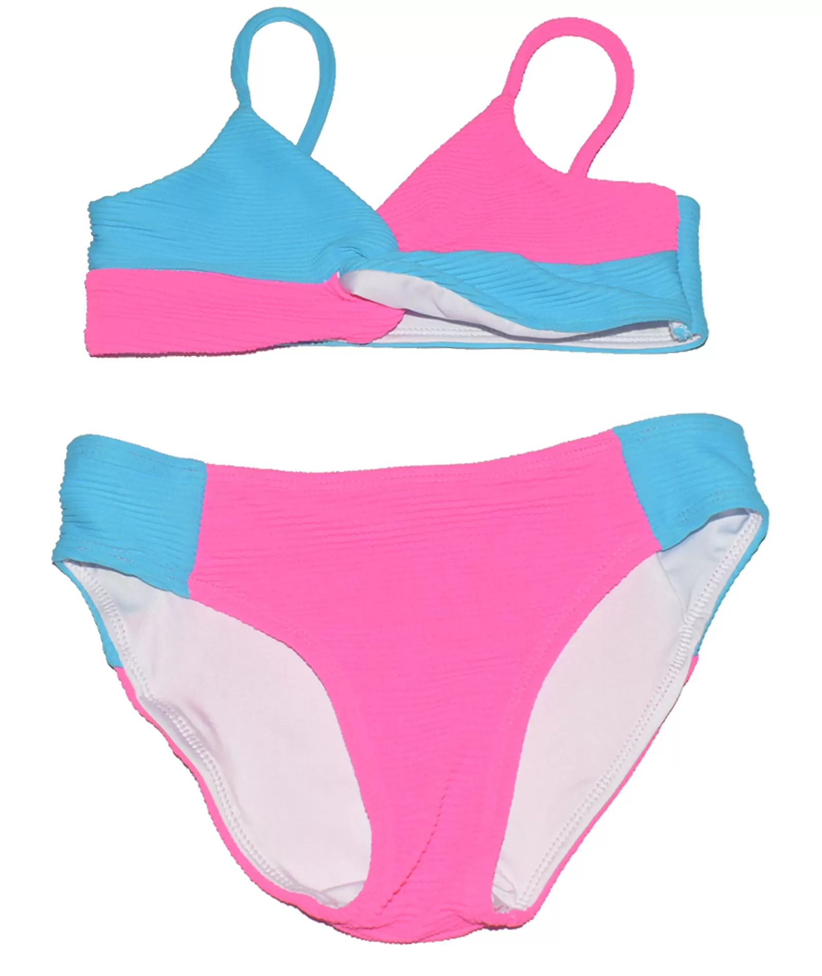 FBZ Girls Hot Pink/Turquoise Ribbed Bikini