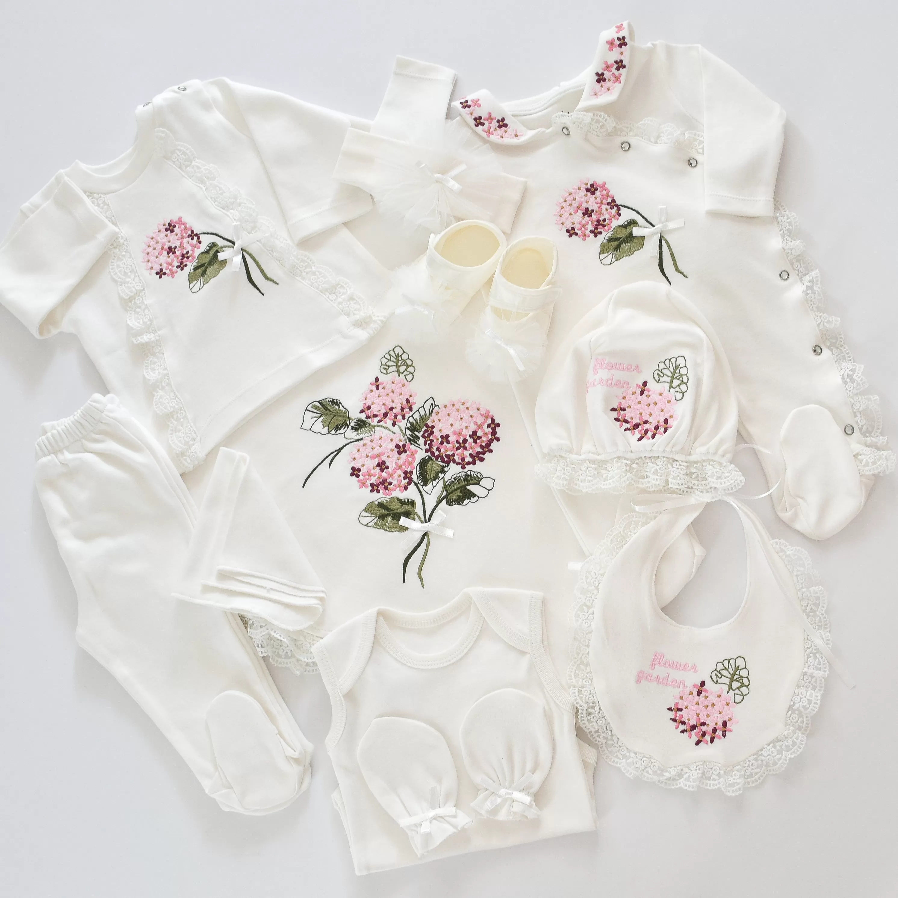 Flower Garden Baby Girl Soft Cotton Set- Personalised Baby Set