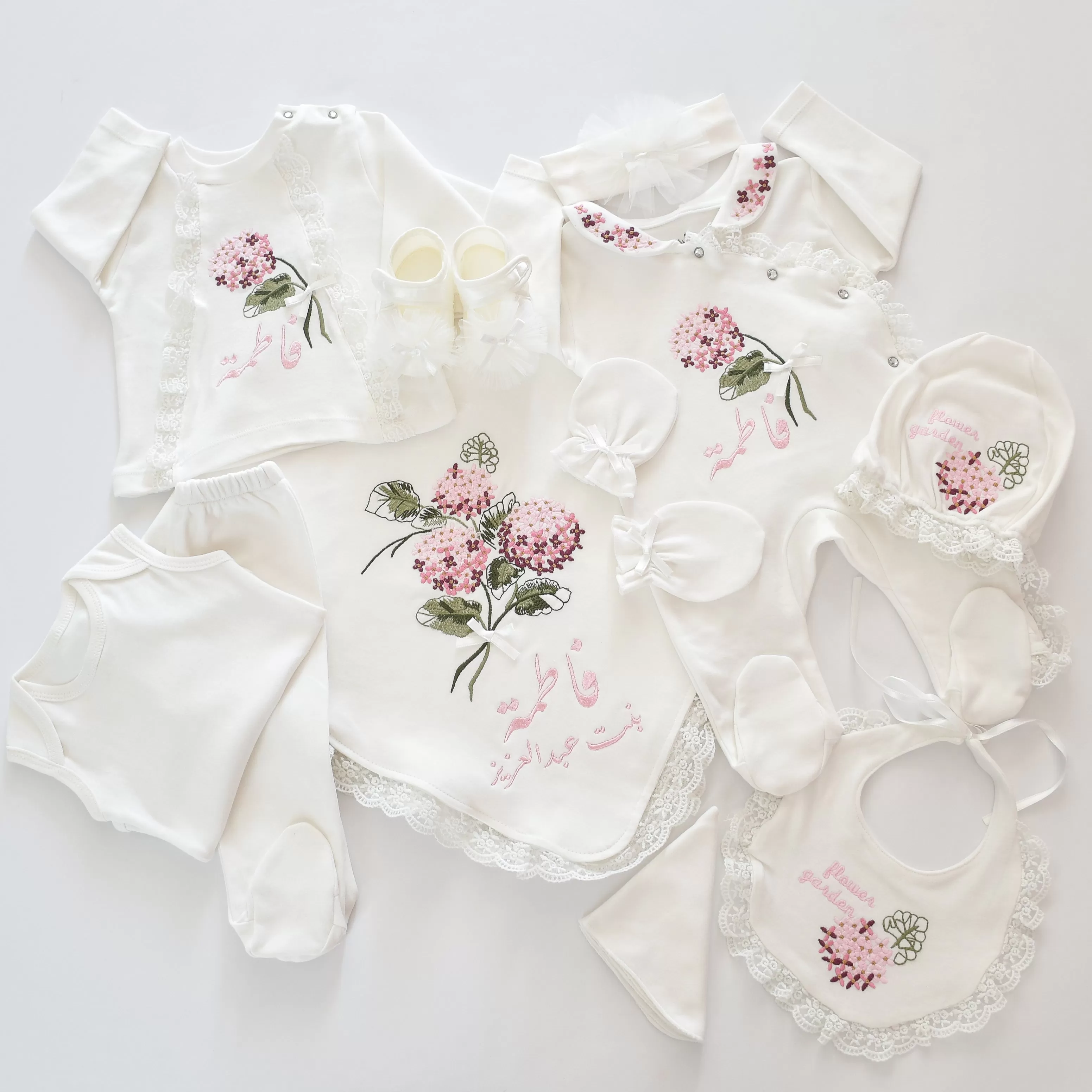 Flower Garden Baby Girl Soft Cotton Set- Personalised Baby Set