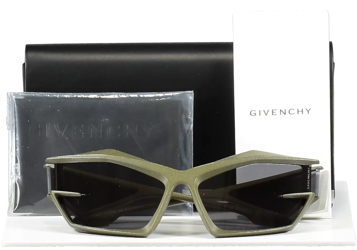 GIvenchy Green Giv Cut Cat-eye Nylon Sunglasses in case