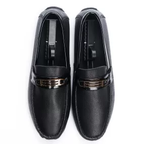 Gold Plated Buckle Moccasins-Black