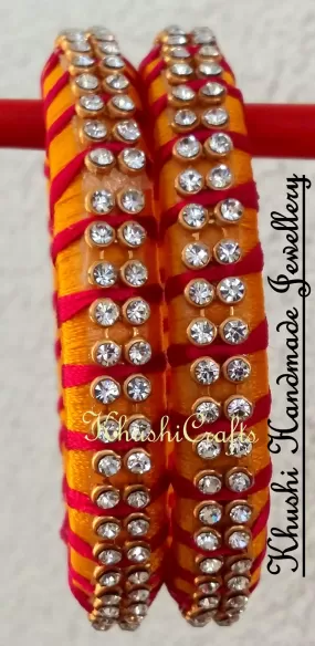 Grand Set of Designer Silk Thread Bangles