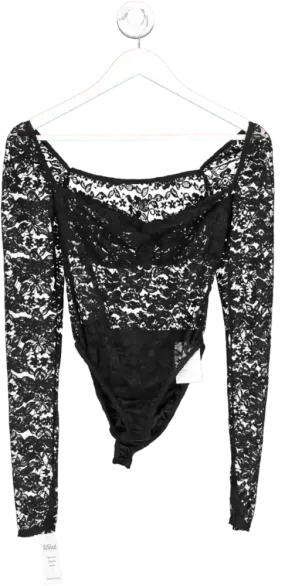 Haloure Black Lace Twist Detail Bodysuit UK S