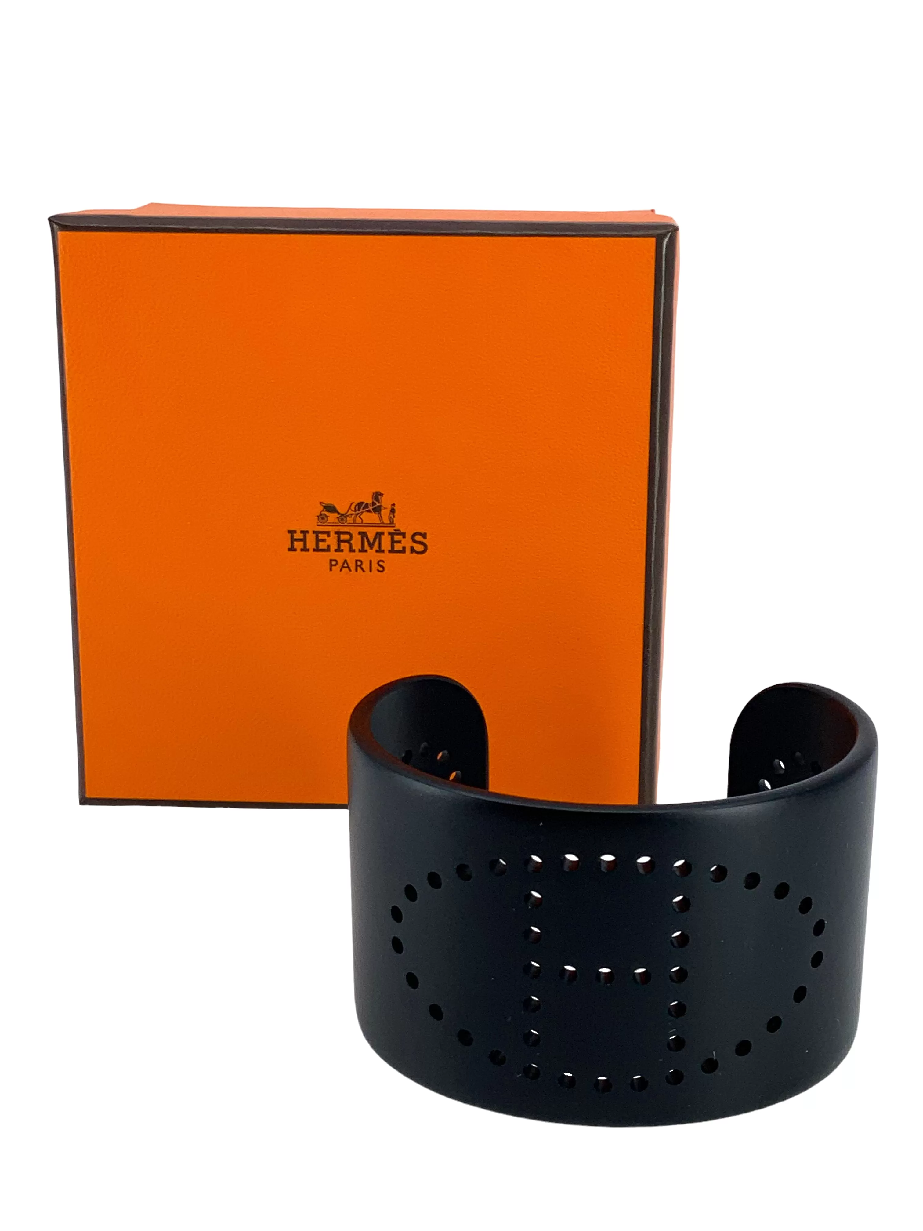 Hermes Evelyn Perforated H Aluminium Sunset Cuff Bracelet T3