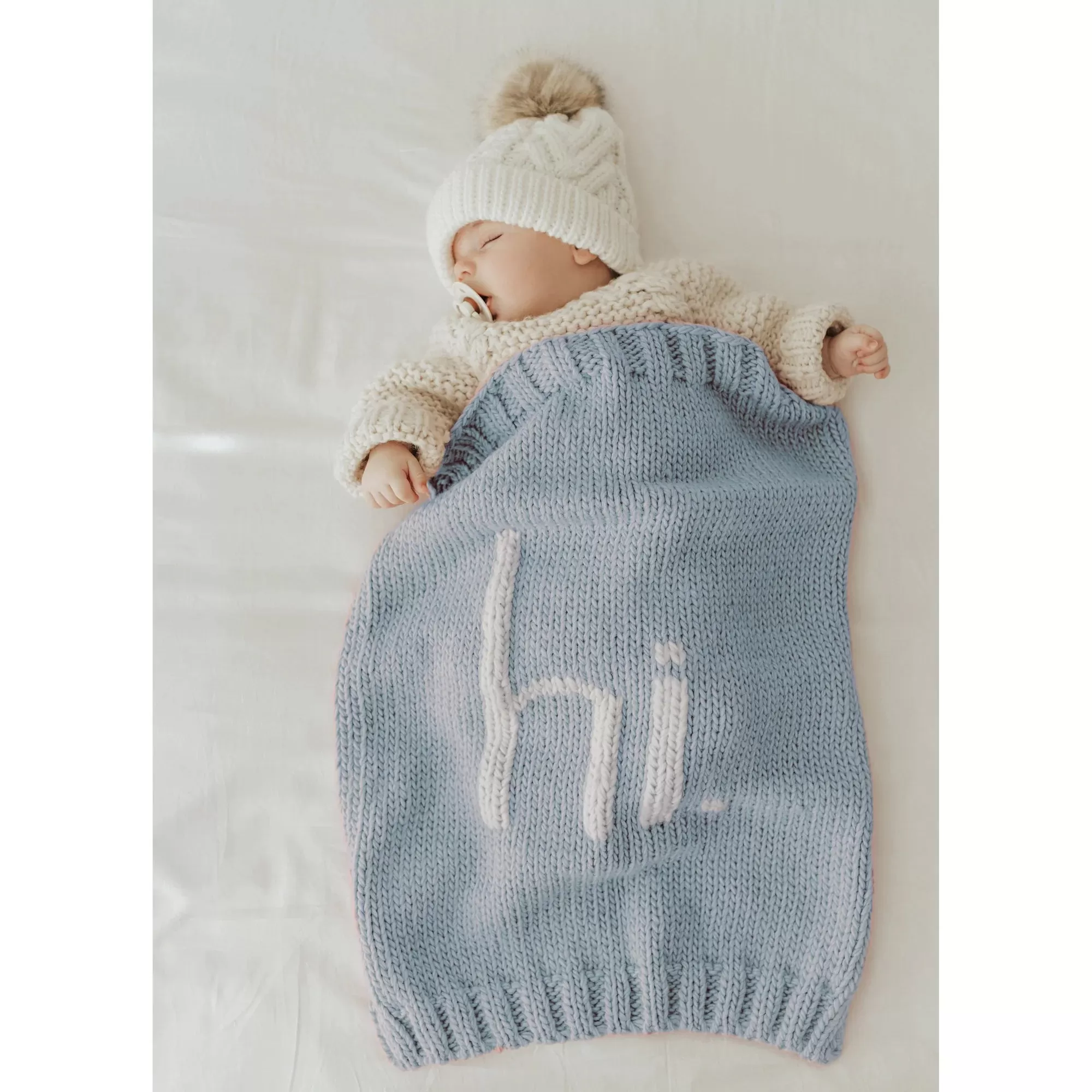 Huggalugs - Hi. Surf Blue Knit Baby Blanket