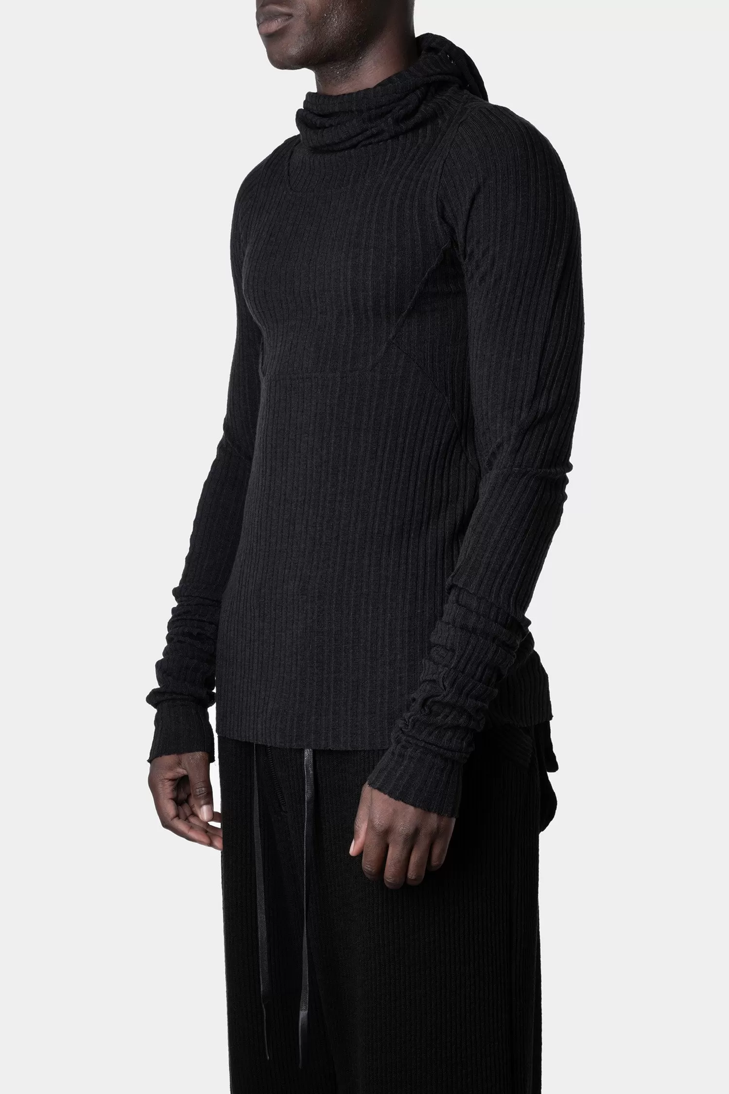 Hybrid balaclava ribbed sweater