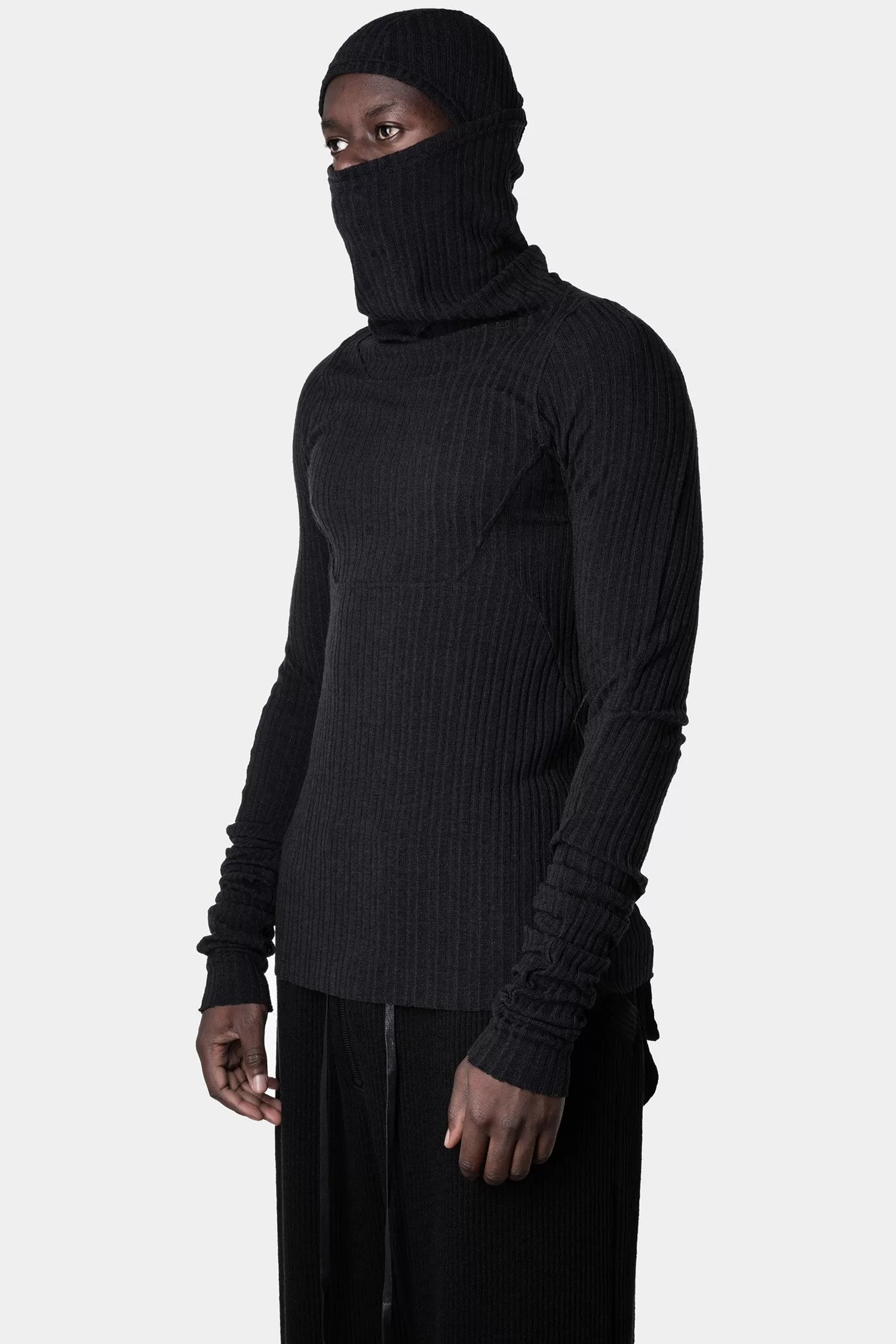 Hybrid balaclava ribbed sweater