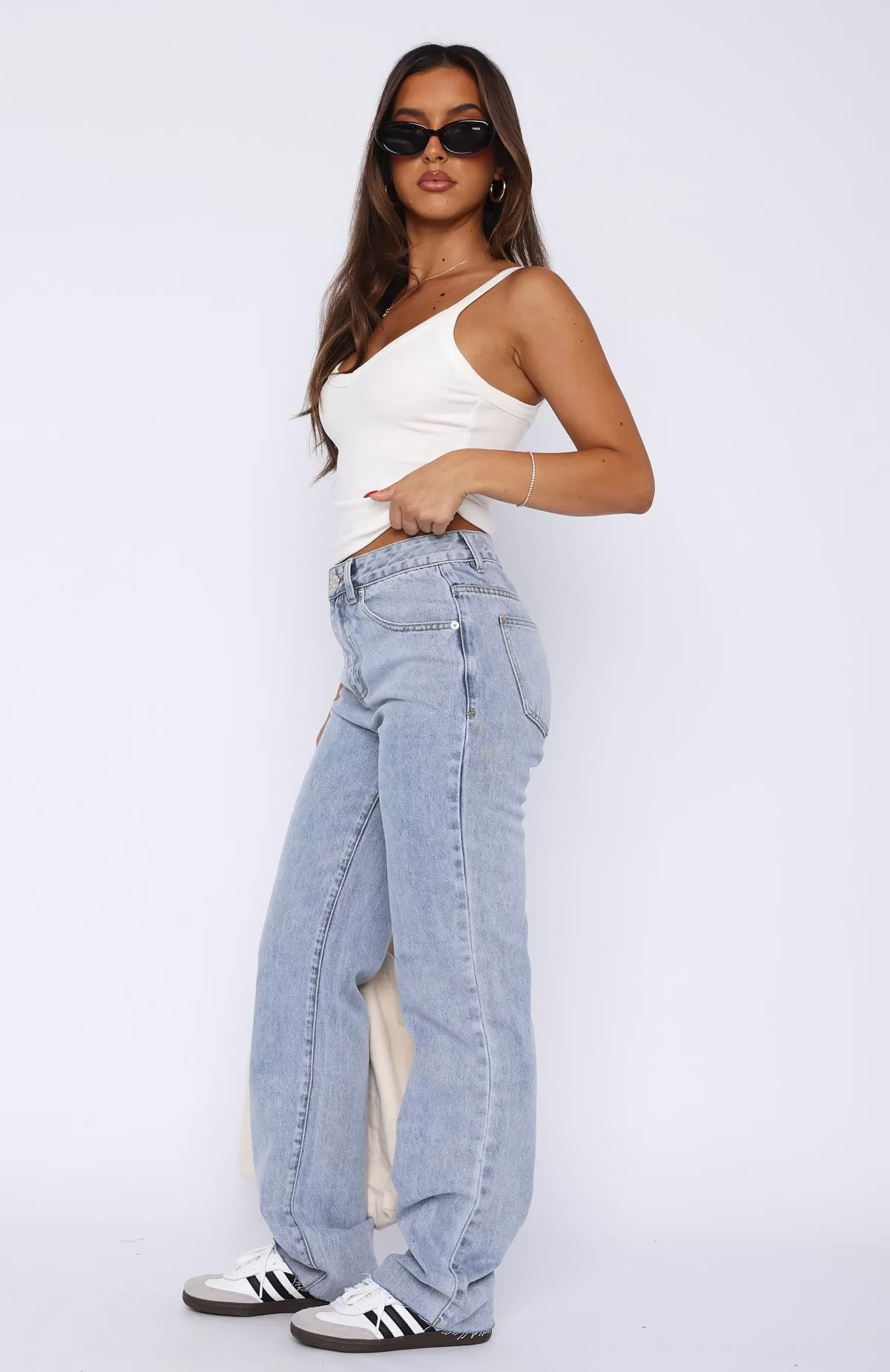 Jordyn High Waisted Straight Leg Jeans Light Blue Wash