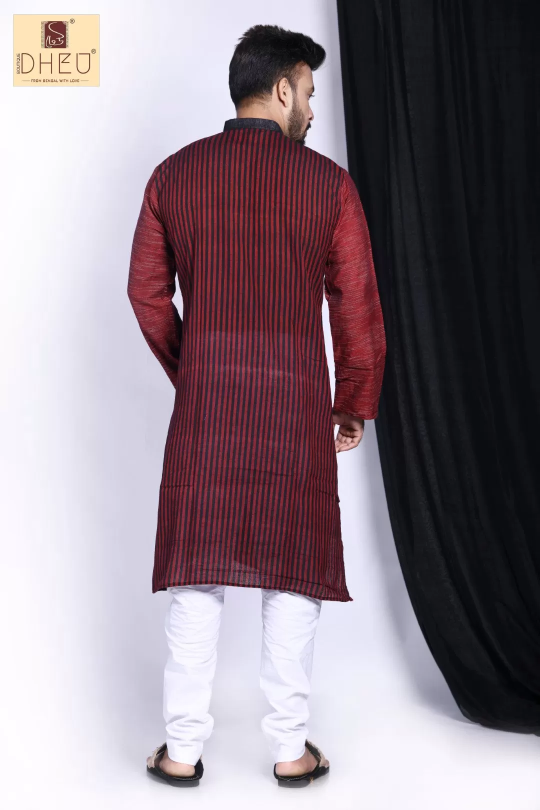 Kamrup Maroon- Saree-Kurta Couple Set