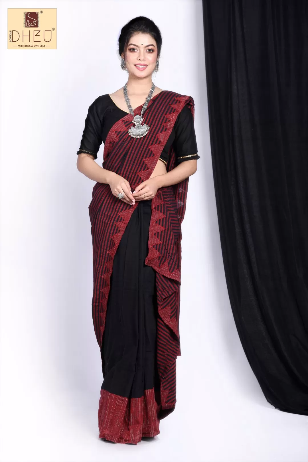 Kamrup Maroon- Saree-Kurta Couple Set