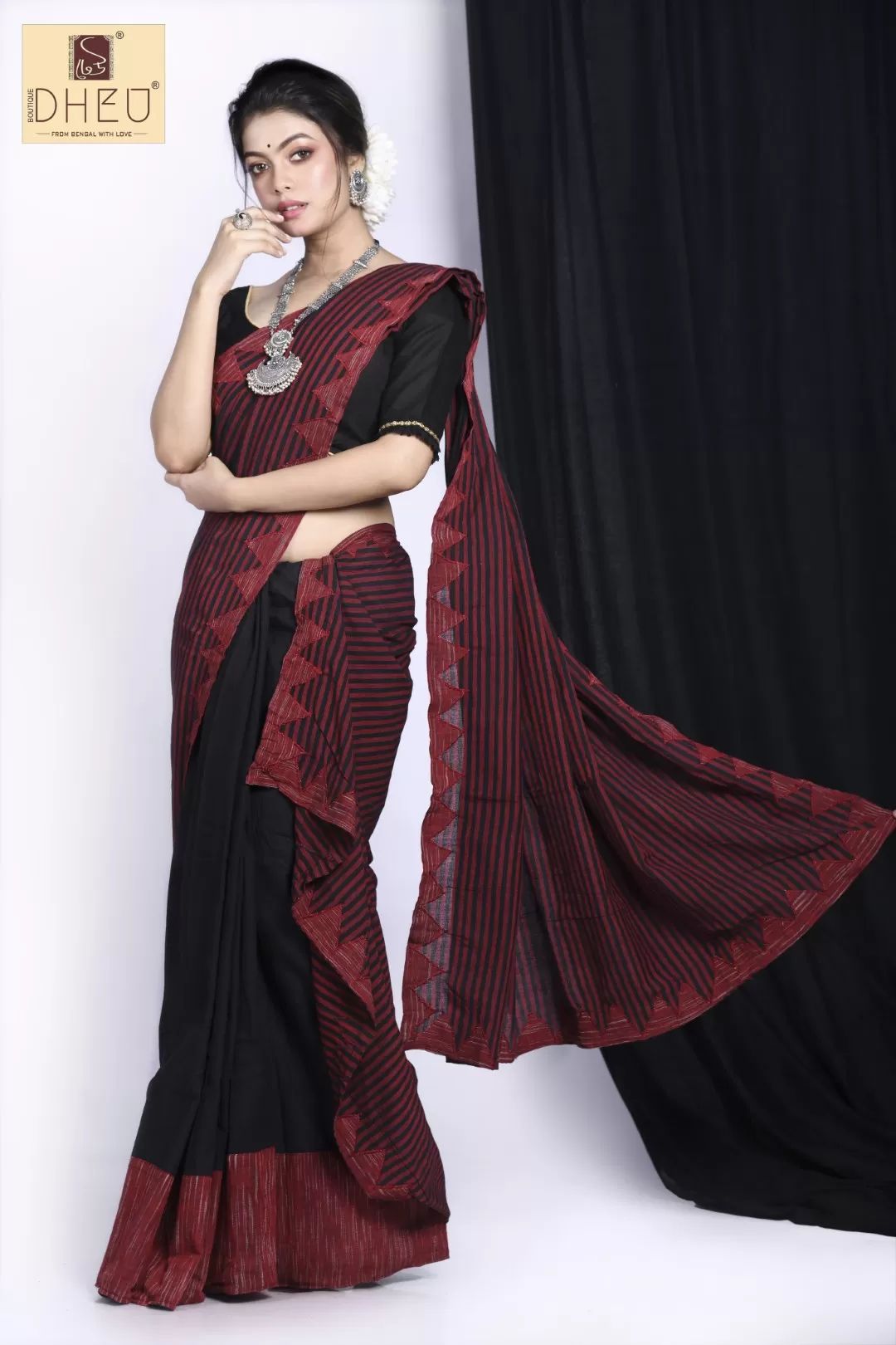 Kamrup Maroon- Saree-Kurta Couple Set