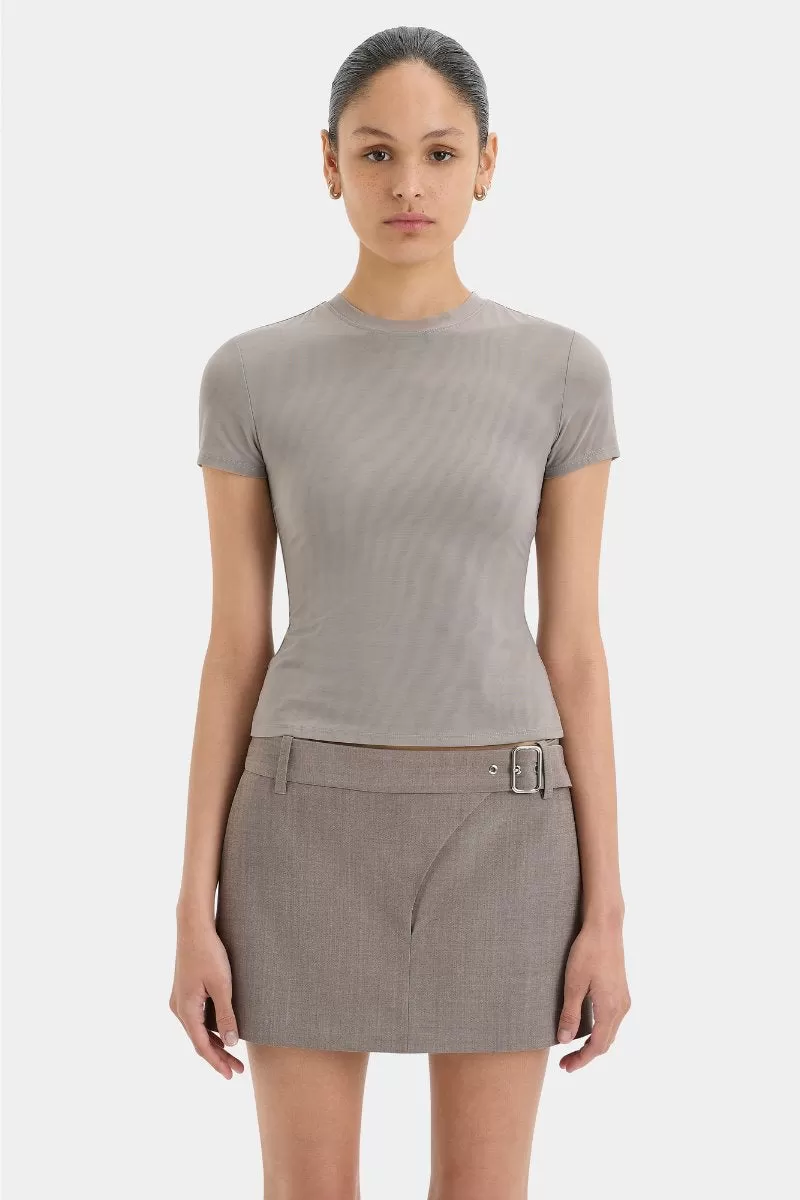 LEONARDO BELTED MINI SKIRT-TAUPE