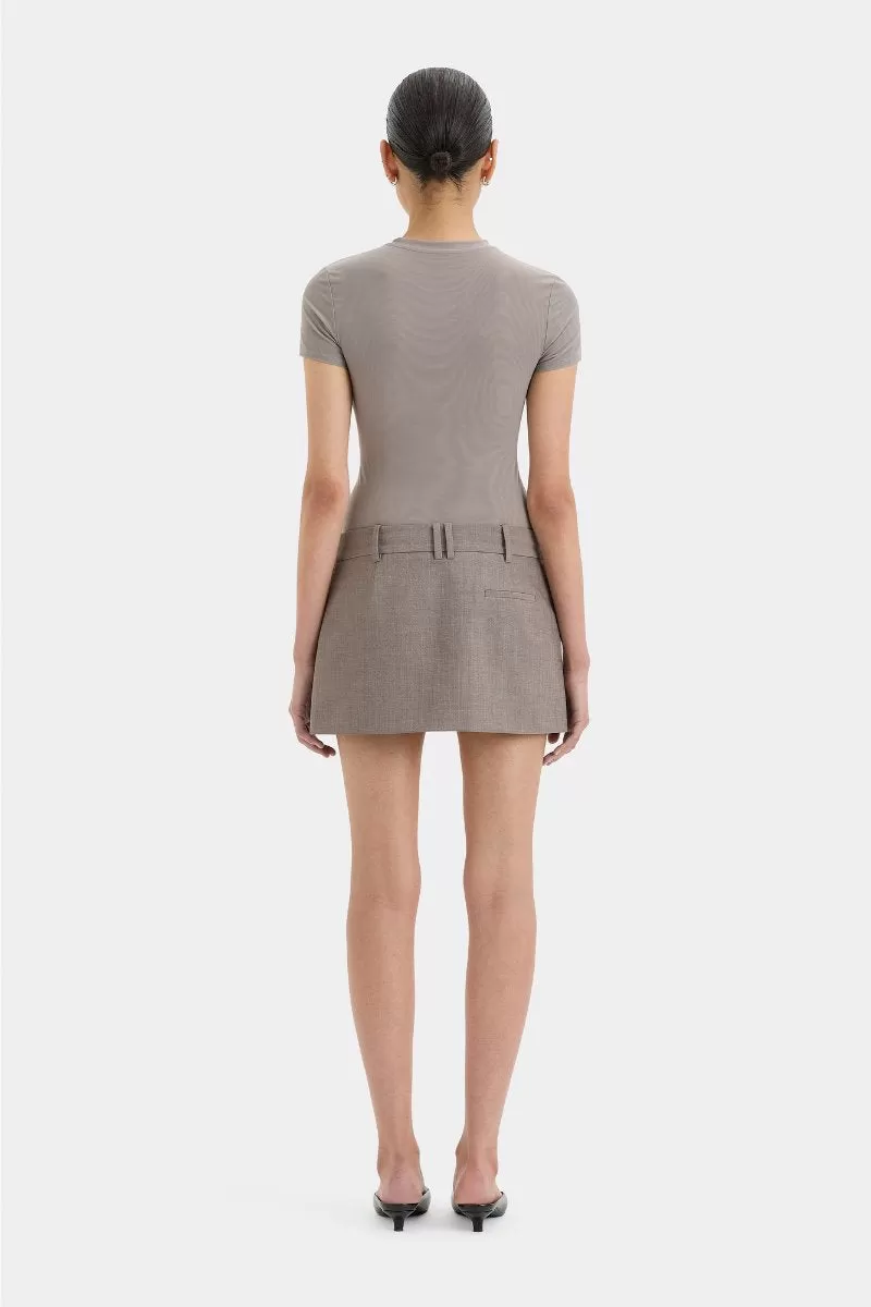 LEONARDO BELTED MINI SKIRT-TAUPE