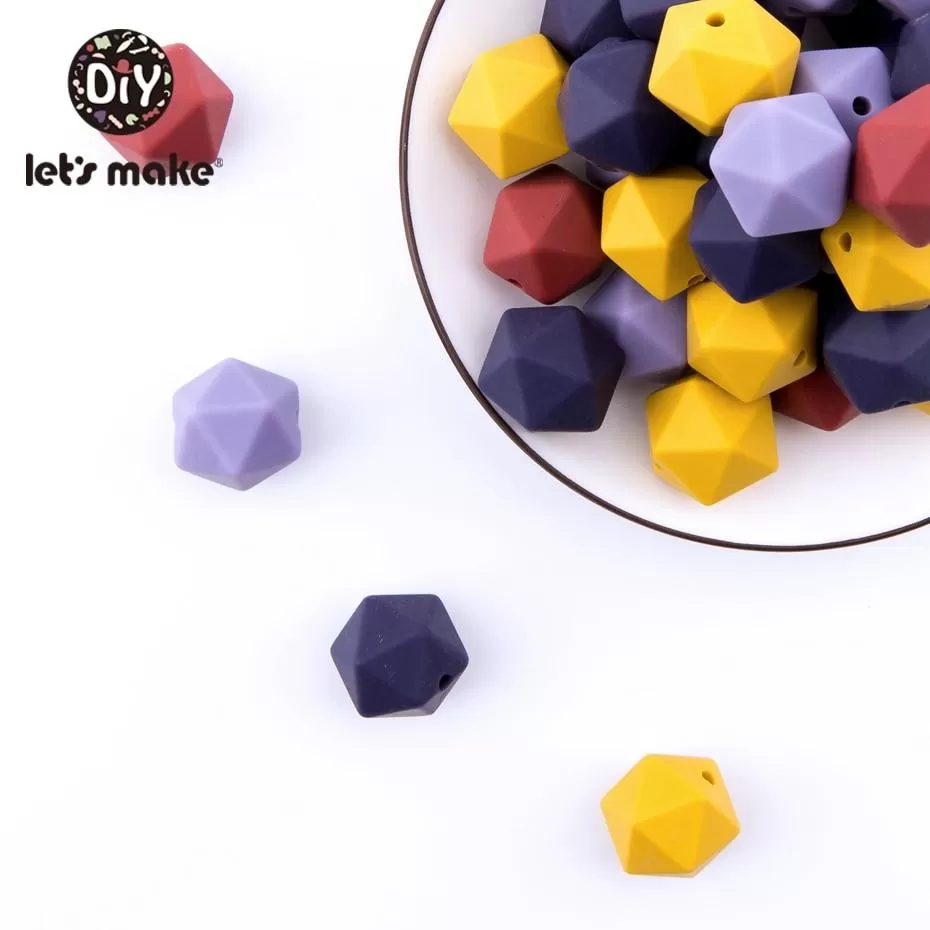 Let's Make 10pc 14mm Silicone Beads Hexagon Bpa Free Silicone Teether Diy Teething Toy Baby Chewable Accessories Baby Teether