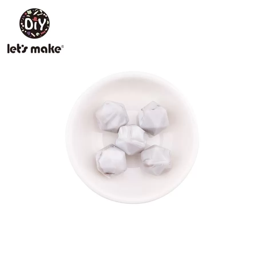 Let's Make 10pc 14mm Silicone Beads Hexagon Bpa Free Silicone Teether Diy Teething Toy Baby Chewable Accessories Baby Teether