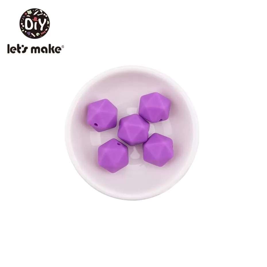 Let's Make 10pc 14mm Silicone Beads Hexagon Bpa Free Silicone Teether Diy Teething Toy Baby Chewable Accessories Baby Teether