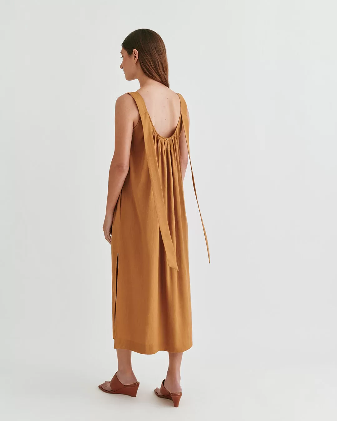 Linen Gathered Back Dress