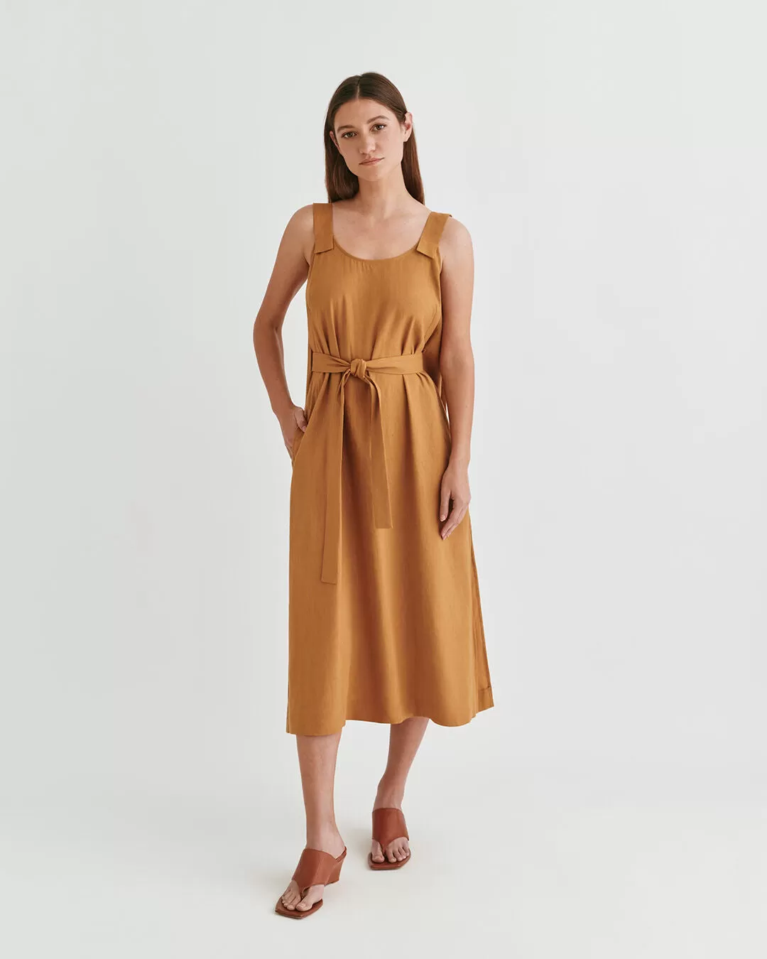 Linen Gathered Back Dress