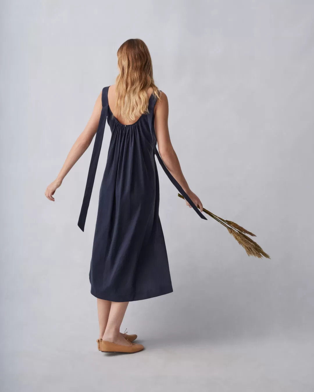 Linen Gathered Back Dress