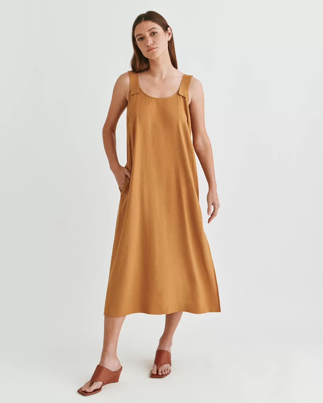 Linen Gathered Back Dress