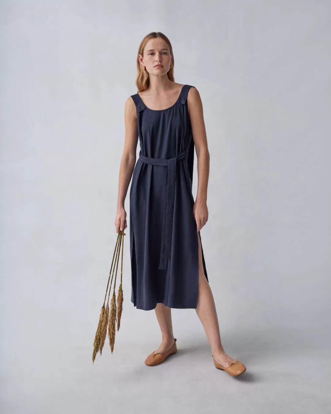 Linen Gathered Back Dress