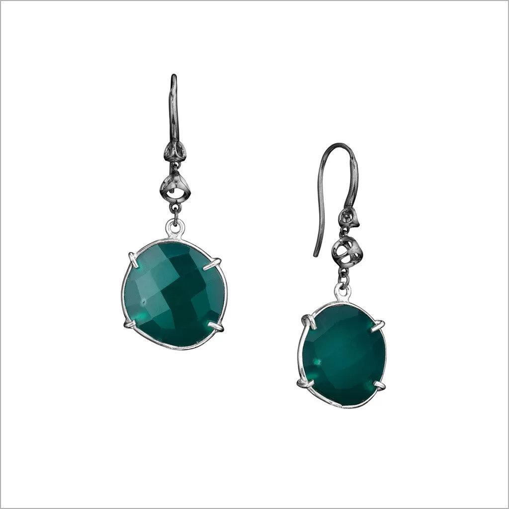 Lolita Green Onyx Earrings in Sterling Silver